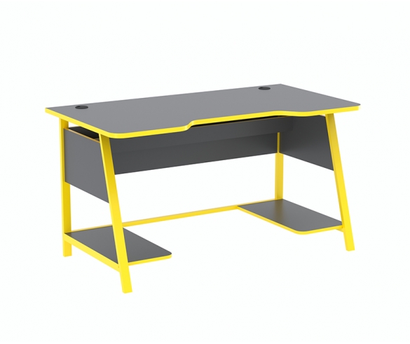 Компьютерный стол бафф - темно-серый в сочетании с желтым