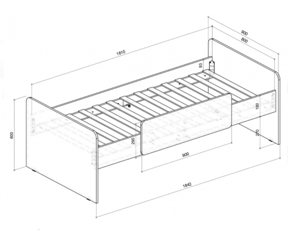 Кровать Реджимми 6 схема с размерами
