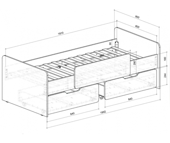 Кровать Реджимми 6.1 схема с размерами