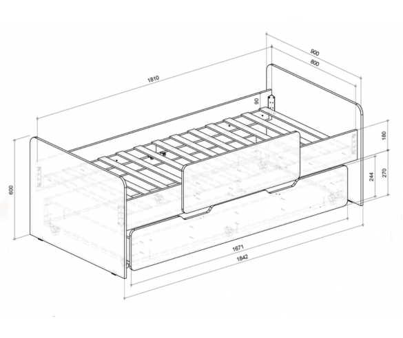 Кровать Реджимми 6.2 схема с размерами