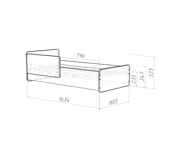 Детская кровать Легенда K208 схема с размерами 