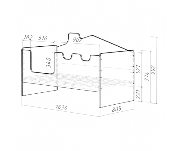 Детская кровать Легенда K202 домик схема с размерами
