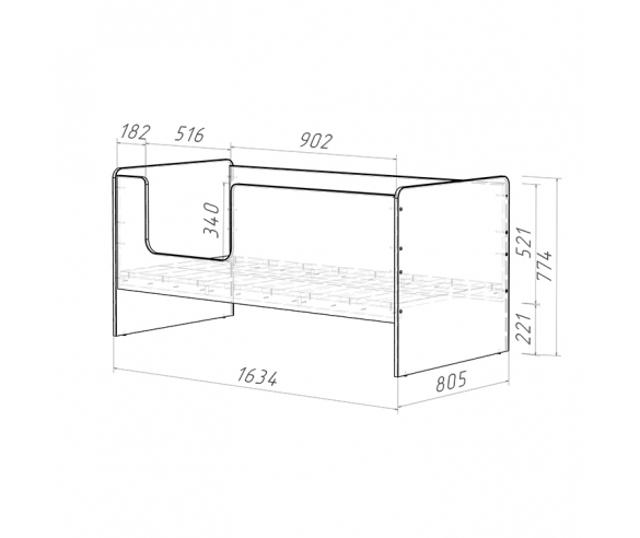 Детская кровать Легенда K202 схема с размерами