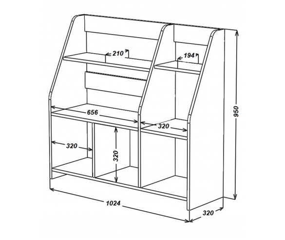 Схема с размерами стеллажа Мини