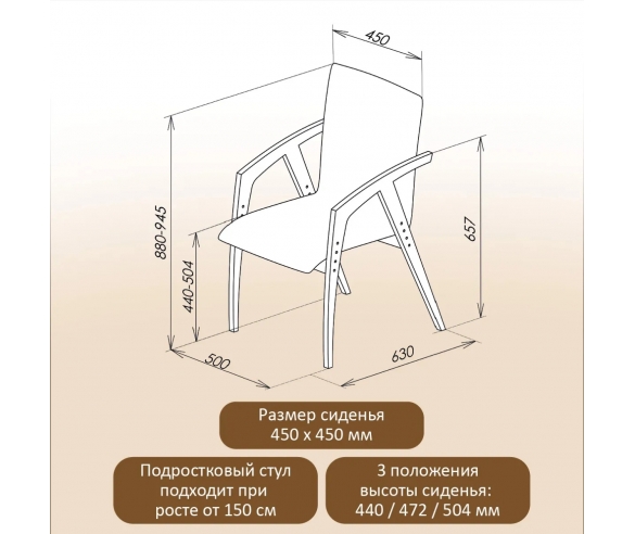 Стул Тэль схема с размерами
