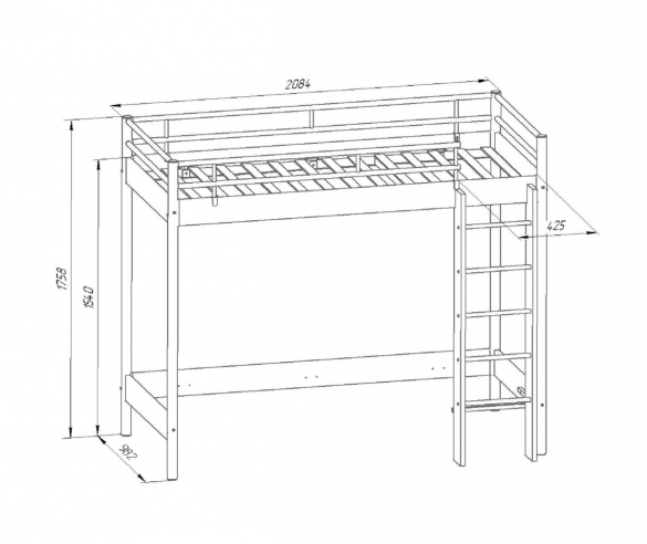 Кровать чердак Хельга схема с размерами