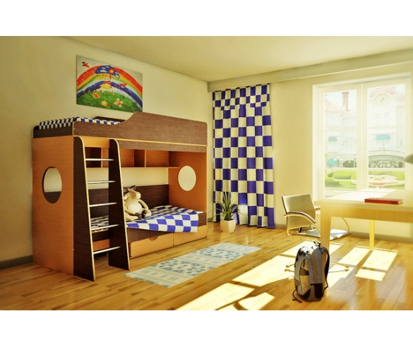 Двухъярусная кровать Орбита-5: детская мебель для двоих детей