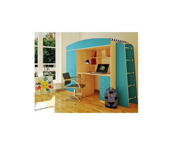 Детская мебель Орбита-8 (Дуб выбеленный/голубой)