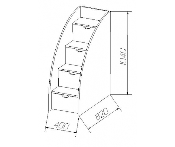 Лестница в виде тумбы для кровати чердака Орбиты 4
