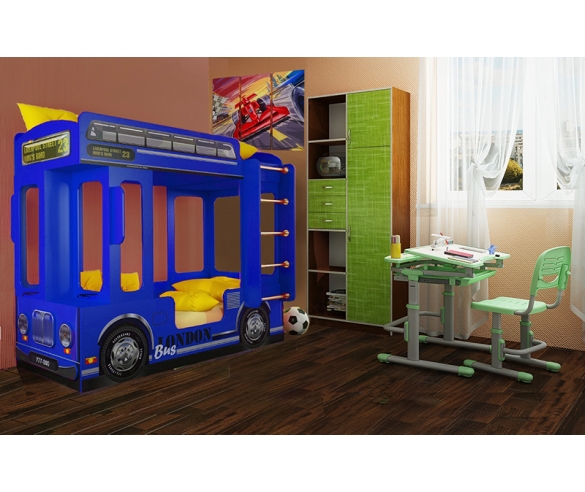 Кровать двухэтажная для детских комнат в виде автобуса Лондон