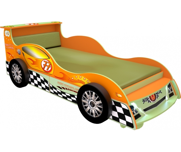 Кровать машина КМ-77 оранжевая