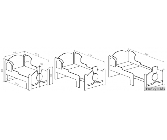 Схема раздвижения кровати для малышей Вырастайка Паровоз модель 4