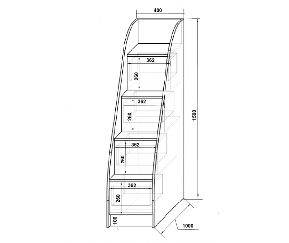 Тумба - лестница Фанки Кидз - 11 схема с размерами