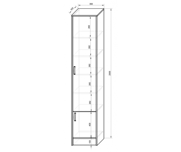 Фанки Кидз - шкаф 1 дверный 13/10СВ схема с размерами