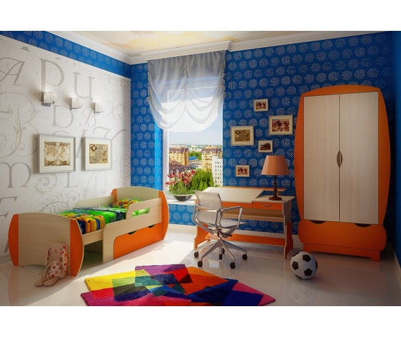Мебель Вырастайка цвет оранжевый  кровать модель 3