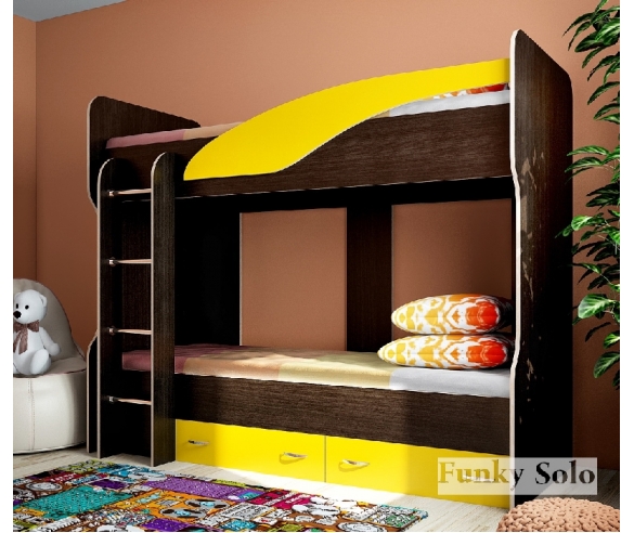 кровать в детскую комнату Фанки Соло 4 венге / желтый
