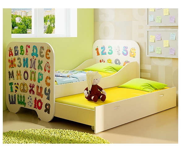 детская кровать со спальным местом 190х80 см Алфавит