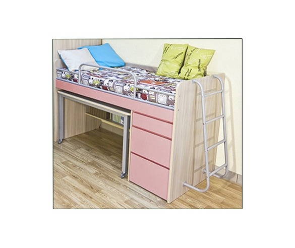 кровать-чердак для детей с выдвижным письменным столом 