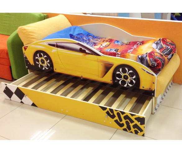 Выдвижная двухъярусная кровать машина