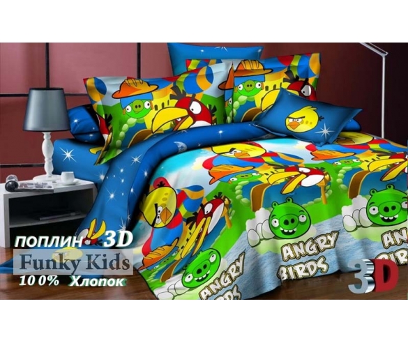 Энгри Бердз - белье постельное полуторка для детских комнат 