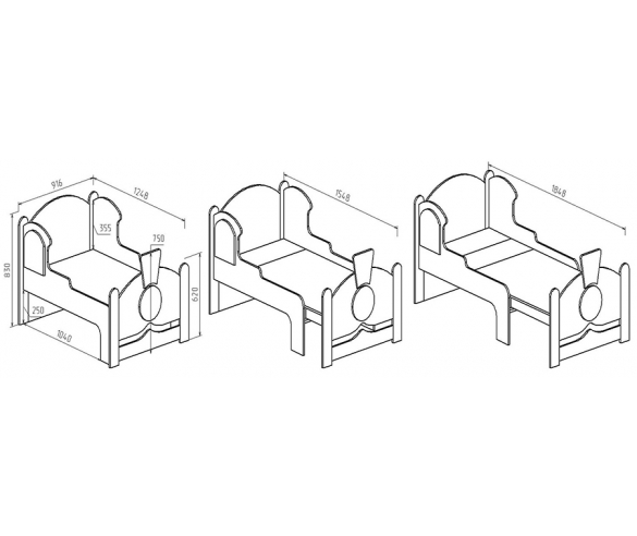 Схема и размеры детской кровати Паровоз серии Вырастайка