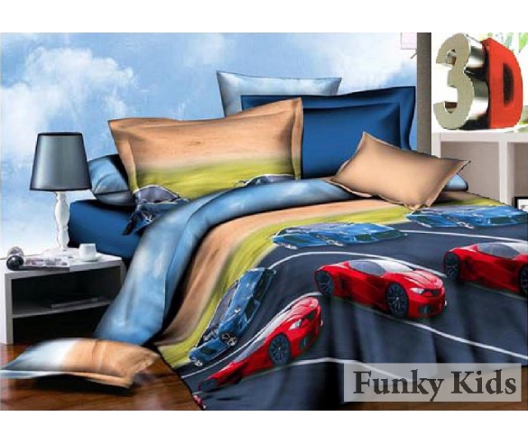 Ралли 3 D - 1, 5 спальный комплект детского постельного белья  