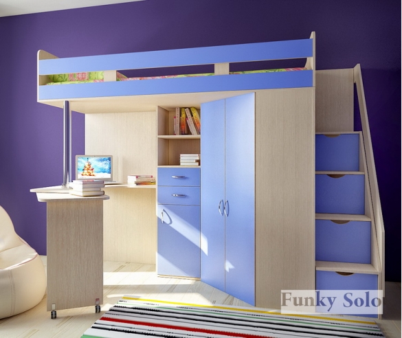 Кровать чердак Фанки Соло 1 для детей от 2-х лет