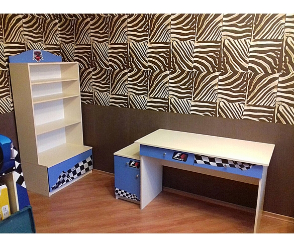 Мебель Фанки Бэби: стеллаж С-2 + стол письменный СТ-4 + тумба Т-5, синий цвет 