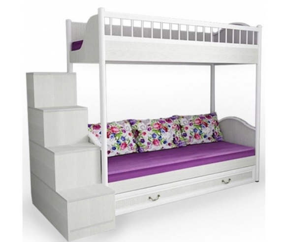 Двухъярусная кровать Классика для двоих детей с тумбой -лестницей 