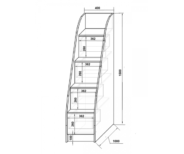 Тумба-лестница серии Жасмин - размеры и схема 