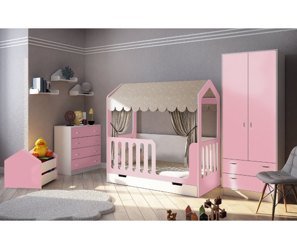 Кровать детская Домик Сказка Китик + мебель Фанки Кидз