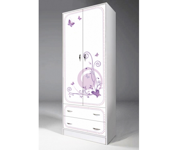 Шкаф двухдверный Фанки Лилак в белом цвете
