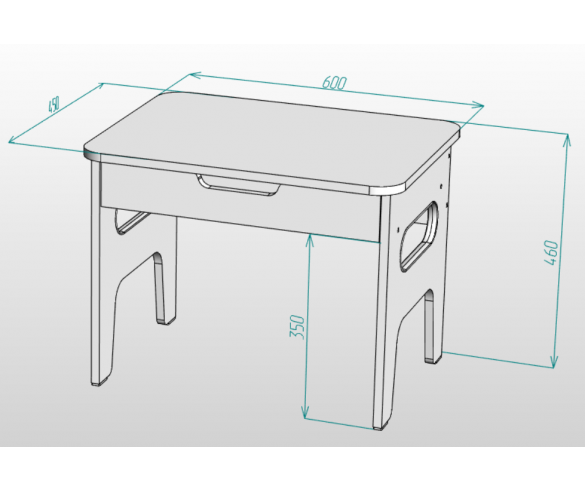 Схема стола с ящиком