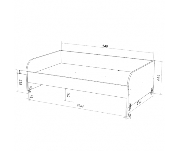 Схема выкатной нижней кровати ДС-36.2