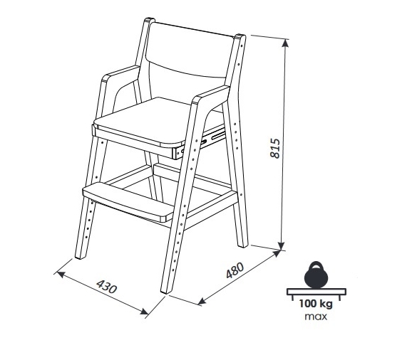 Схема с размерами стула Вуди 