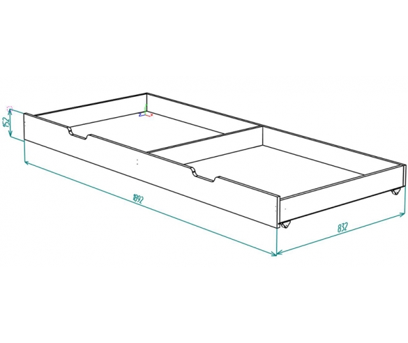 Схема выдвижного ящика для кровати Нордик 190х80 см.