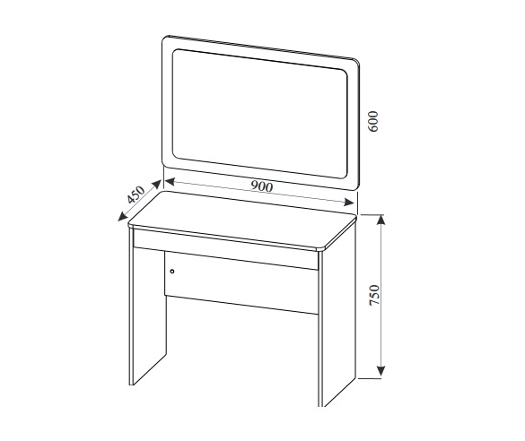 Чертеж туалетного столика с зеркалом
