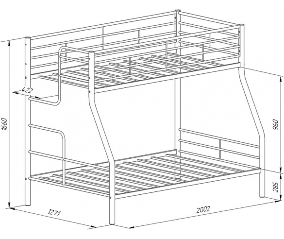 Схема двухъярусной кровати Гранада 3