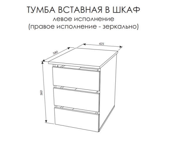 Схема тумбы для шкафа с размерами 