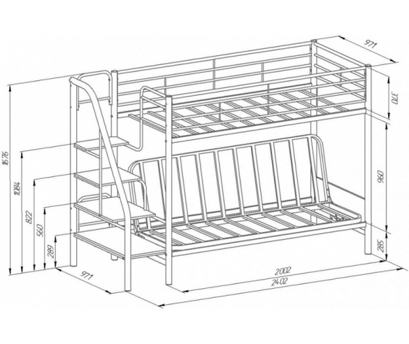 Схема двухъярусной кровати Мадлен №3